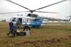 unloading the helicopter at Vaskiny Dachi.